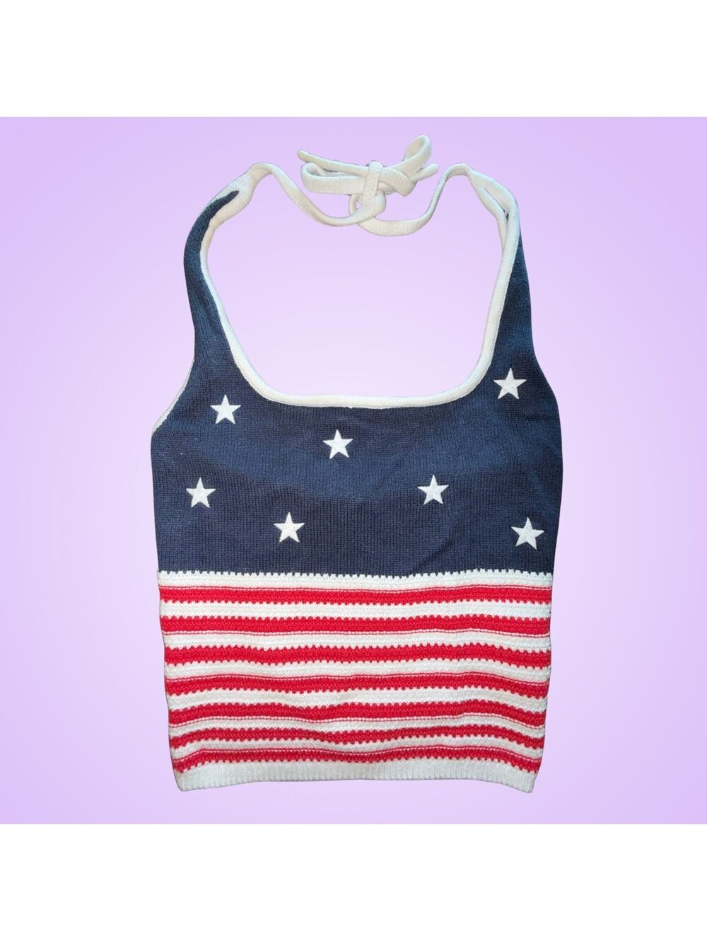 Hollister American Flag Knit Halter Crop Top | Womenâs Medium